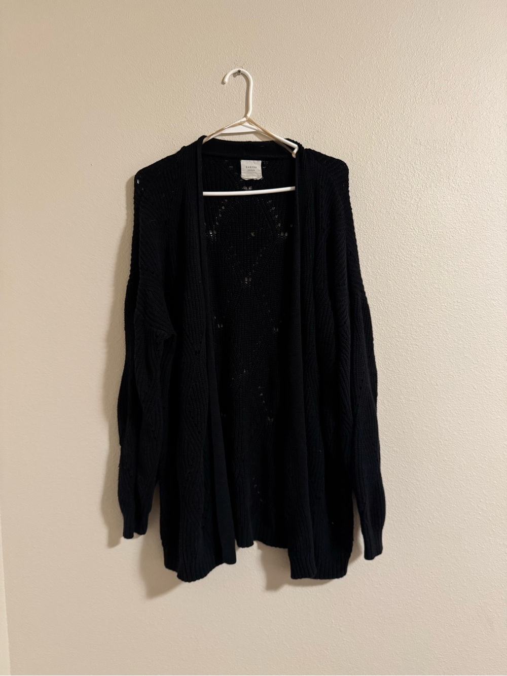 Harper Black Open-Front Knit Cardigan